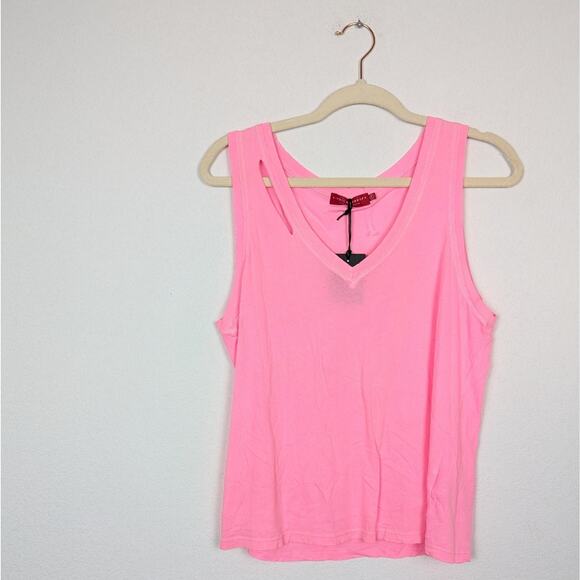 NWT n:Philanthropy Neon Pink Pepper V-Neck Tank Top Size S - Picture 3 of 9